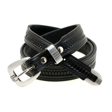 Western buckle belt embossed leather belt